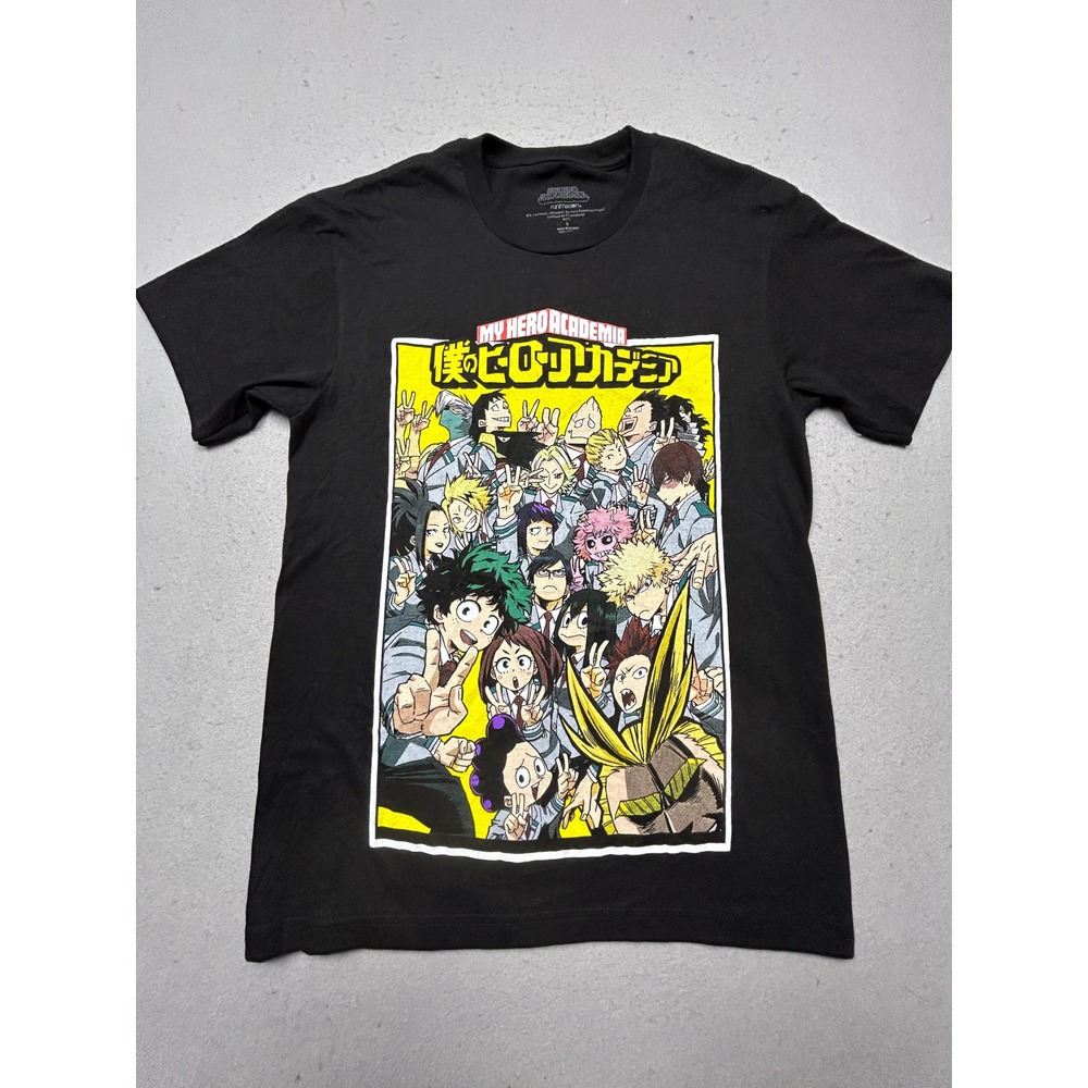 My Hero Academia T-Shirt 100% Cotton Black Graphic Print Small Mens